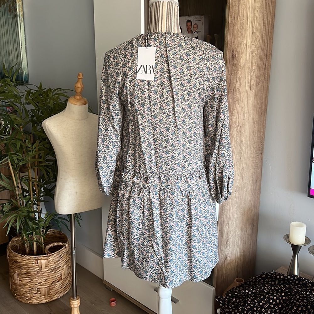 ZARA Kids | Mid-Turquoise | RUFFLED FLORAL DRESS - Picture 8 of 10